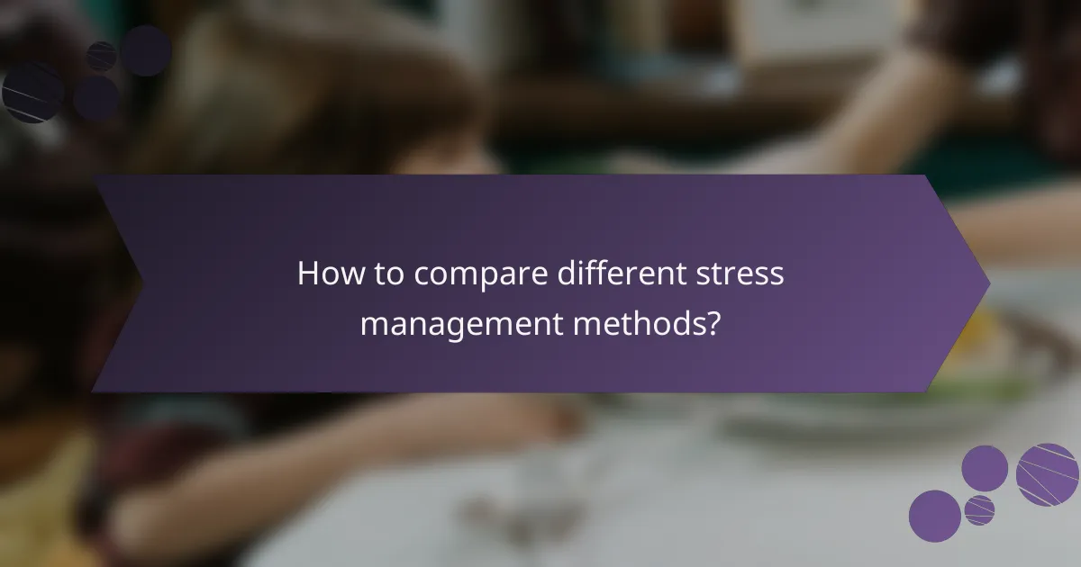 How to compare different stress management methods?