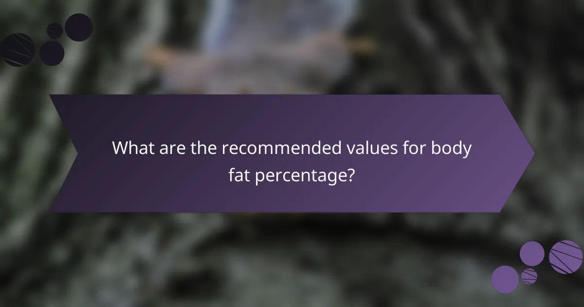 What are the recommended values for body fat percentage?